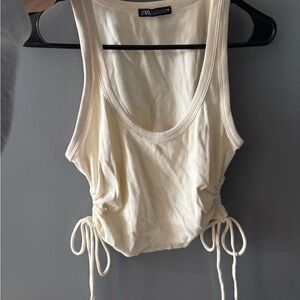 Zara Ivory Ruched Tank Top